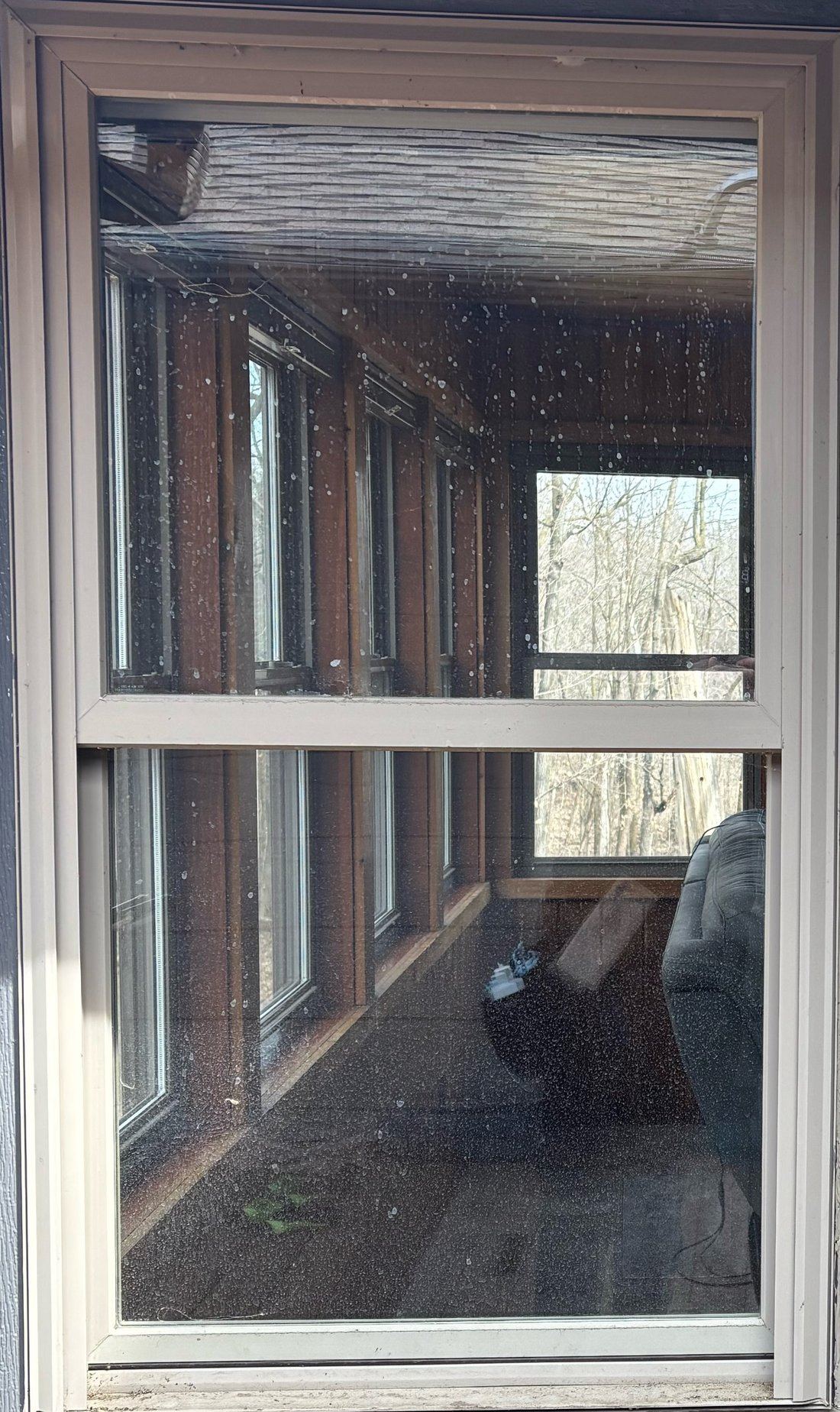 Before professional cleaning, visible dirt and water spots